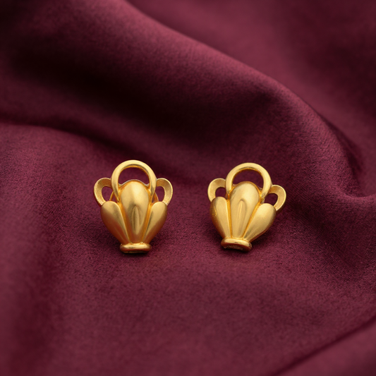 Sculptural Floral Gold Stud Earrings