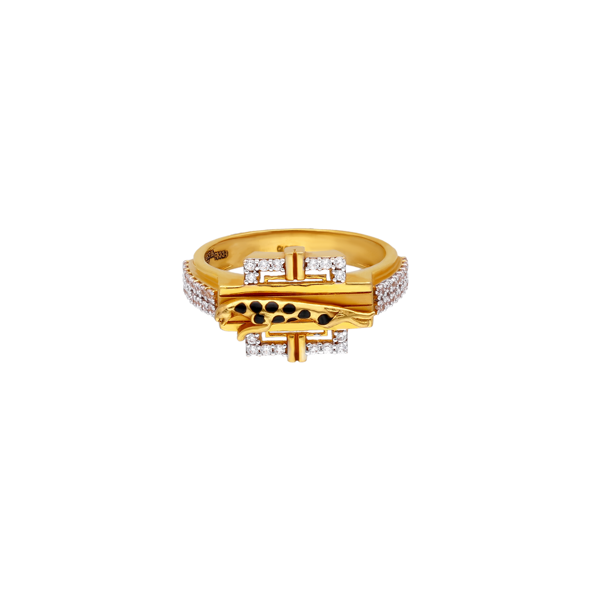 Structured Gold Ring with Geometric Detailing
