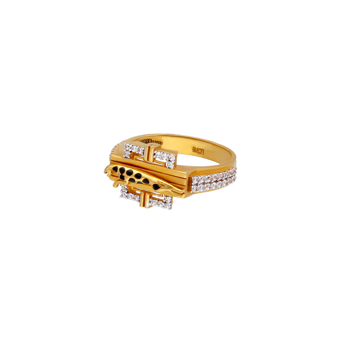 Structured Gold Ring with Geometric Detailing