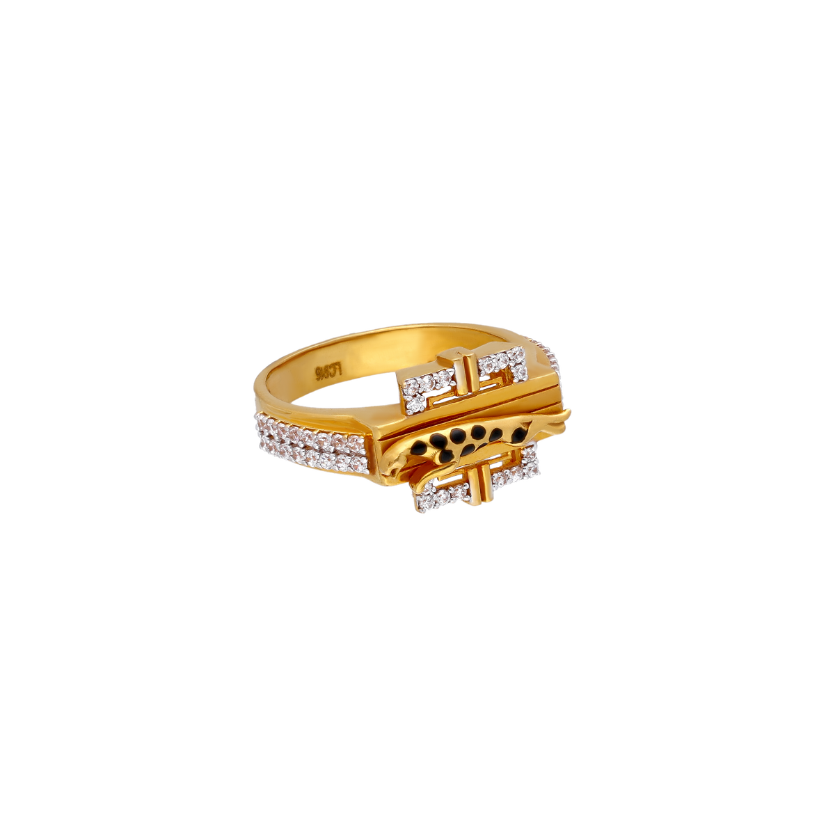 Structured Gold Ring with Geometric Detailing