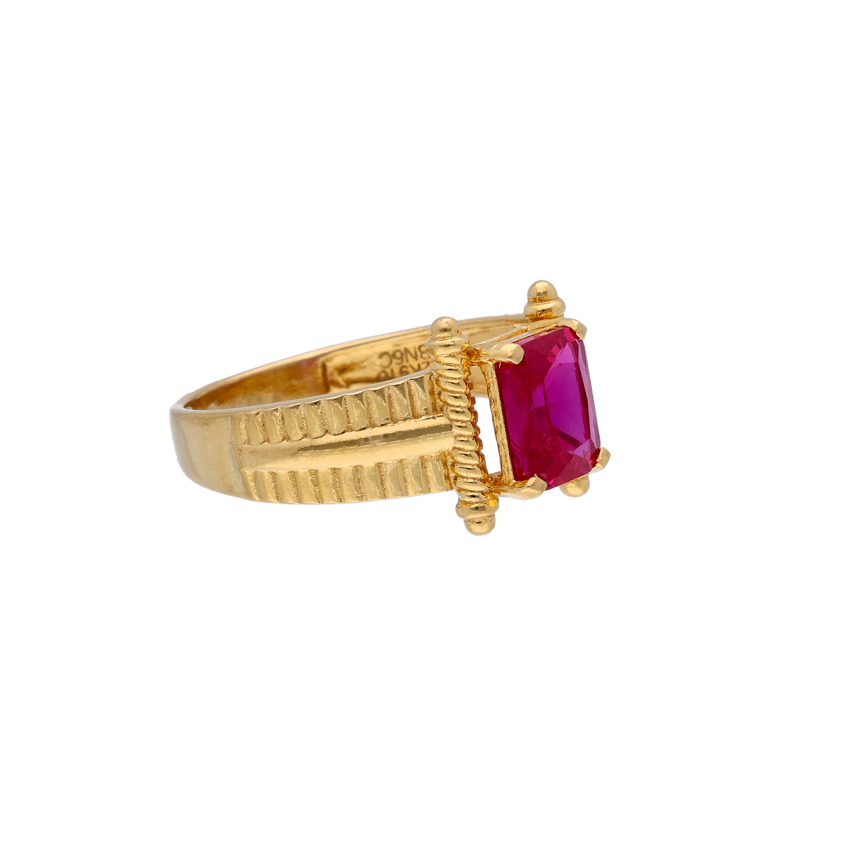 Bold Gold Ring with Rectangular Red Stone