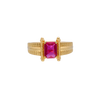 Bold Gold Ring with Rectangular Red Stone