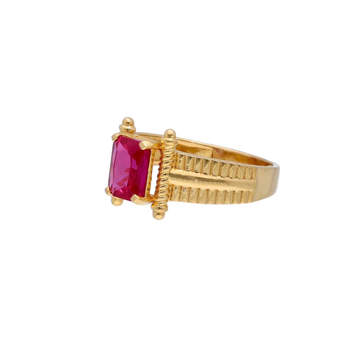 Bold Gold Ring with Rectangular Red Stone