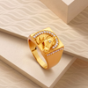 Wide Gold Signet Ring with Profile Motif