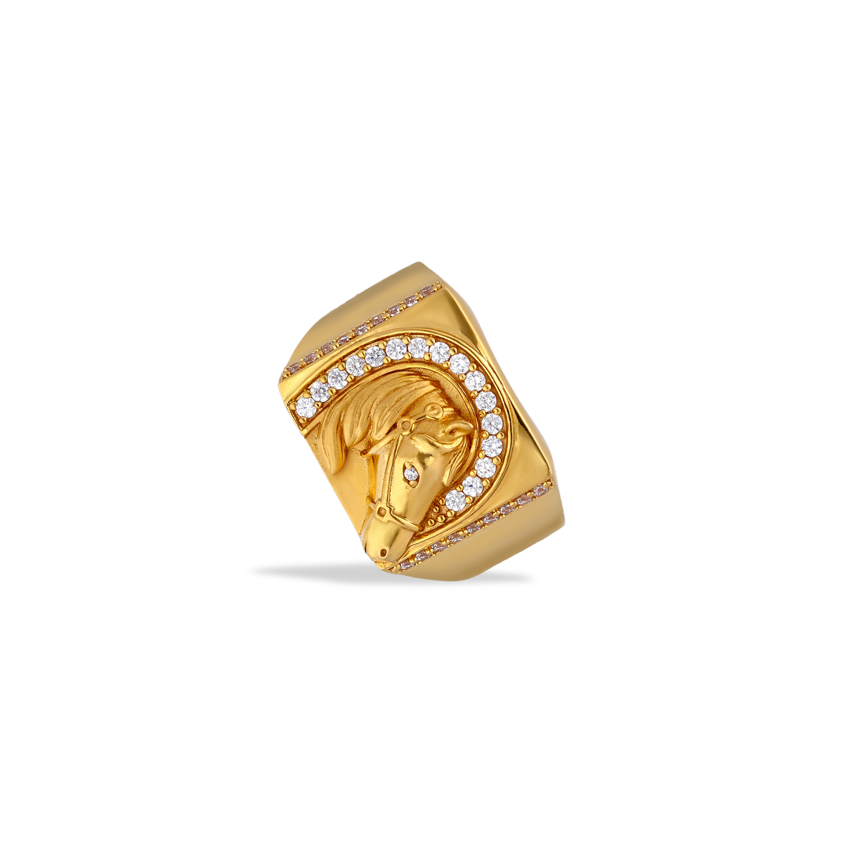 Wide Gold Signet Ring with Profile Motif