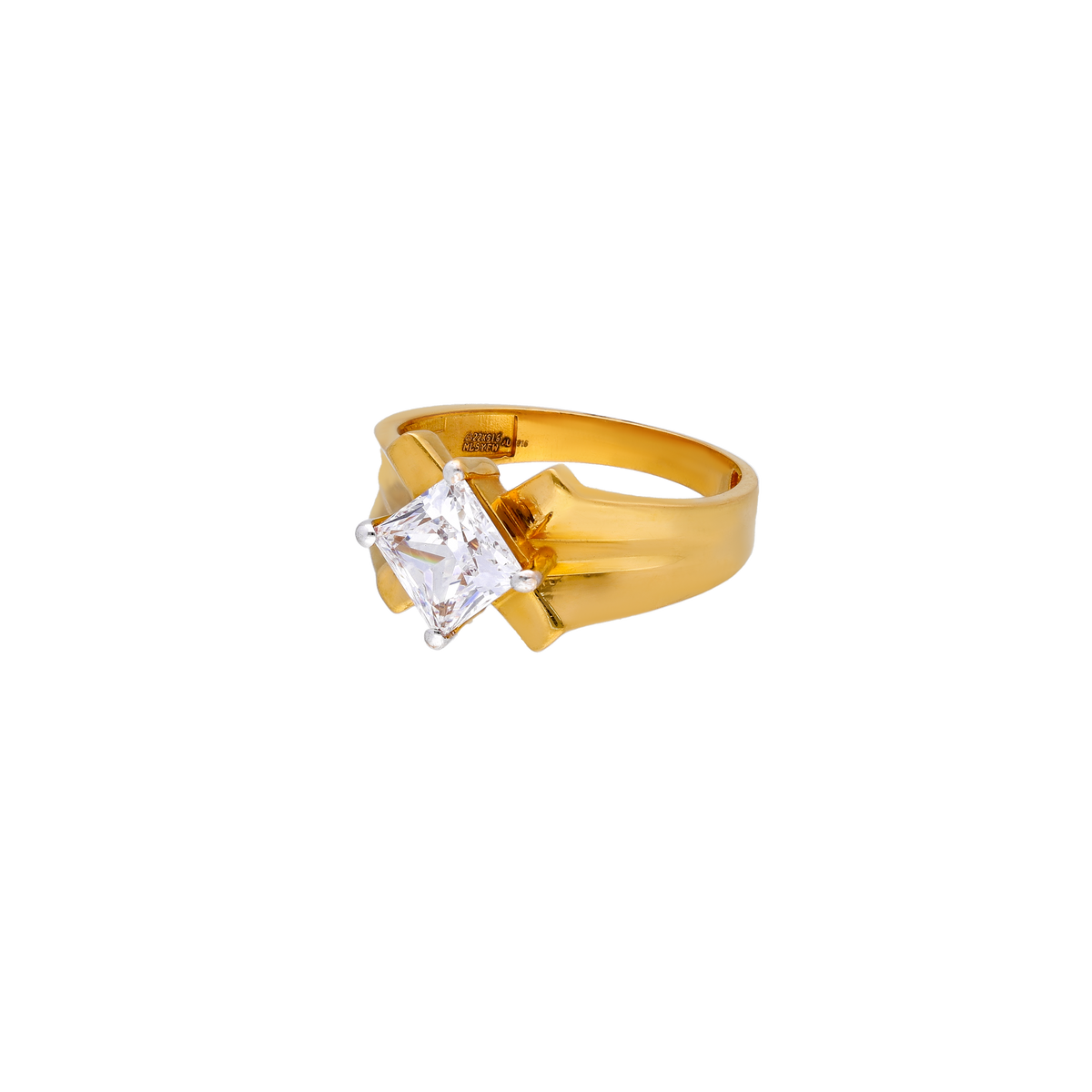 Modern Gold Ring with Square-Cut White Stone