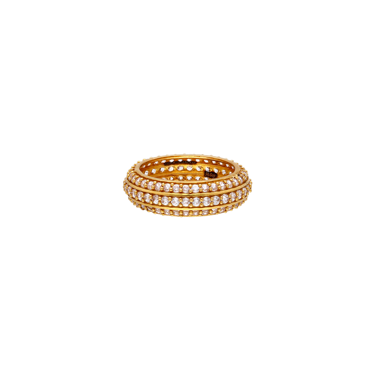 Multi-Row Gold Band Ring with White Stones