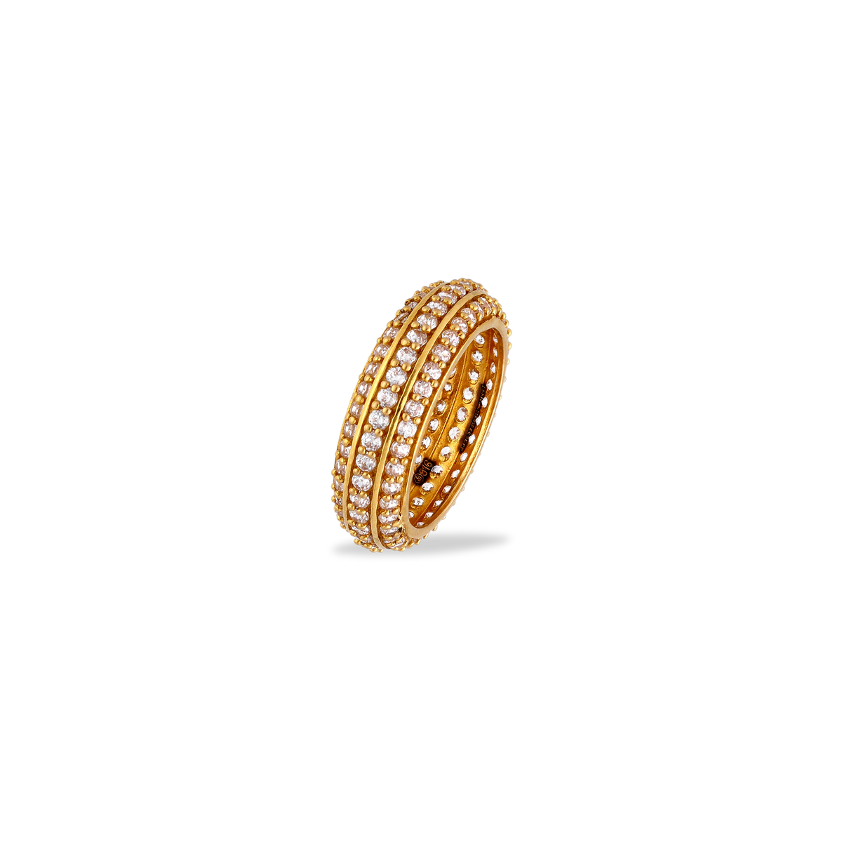 Multi-Row Gold Band Ring with White Stones