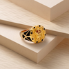 Openwork Gold Ring with Red Stone Accents