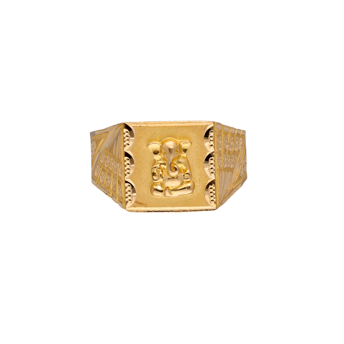 Geometric Gold Signet Ring with Engraved Panels