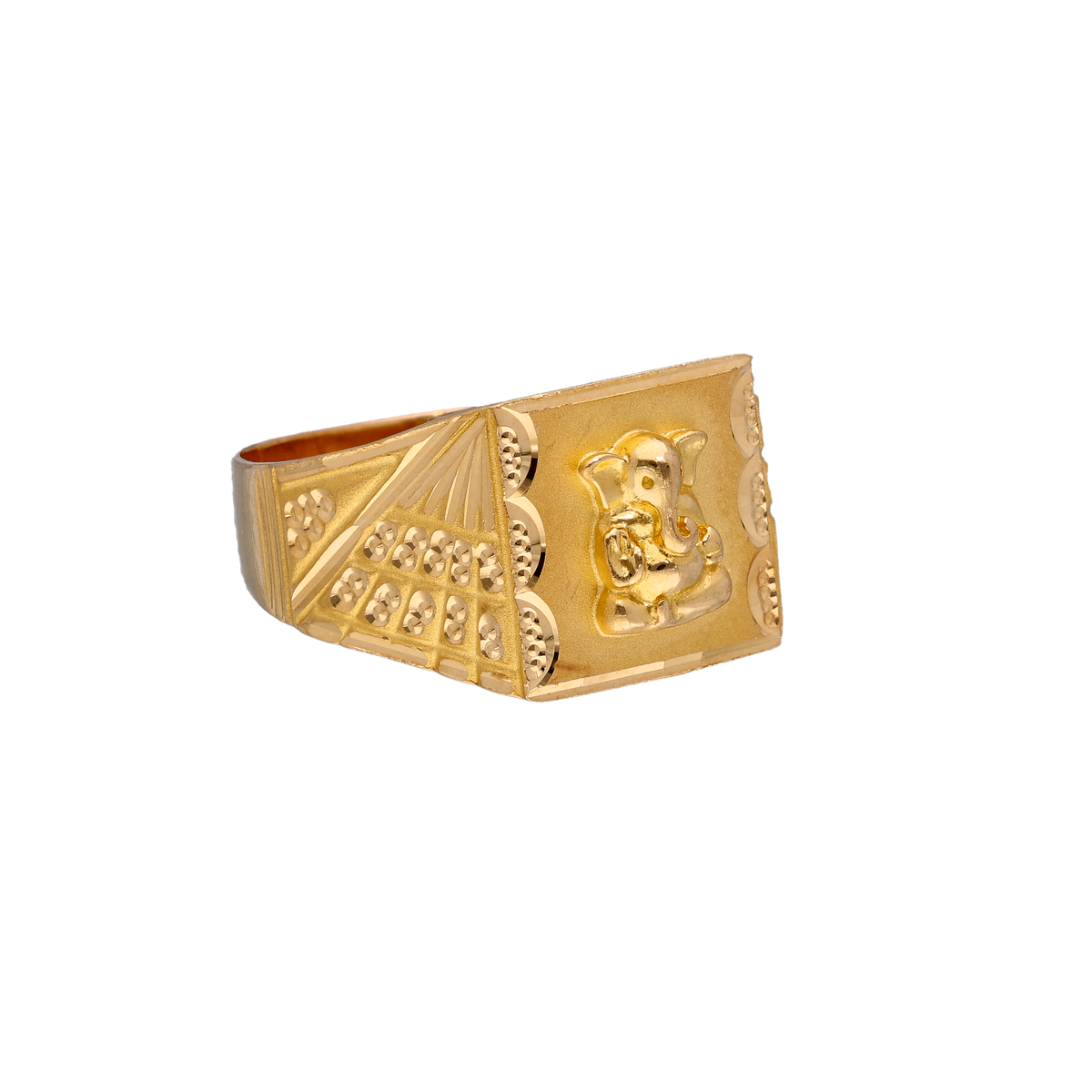 Geometric Gold Signet Ring with Engraved Panels