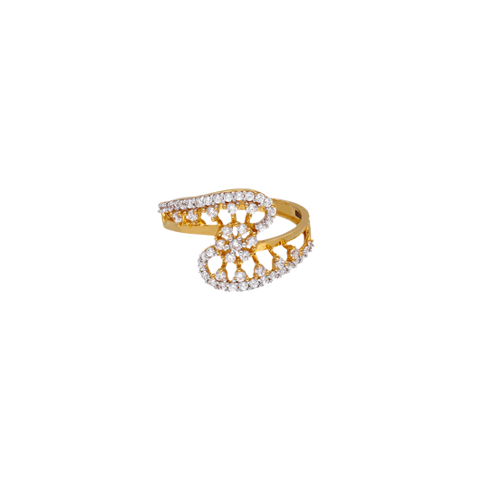 Open-Style Gold Ring with Clustered White Stones
