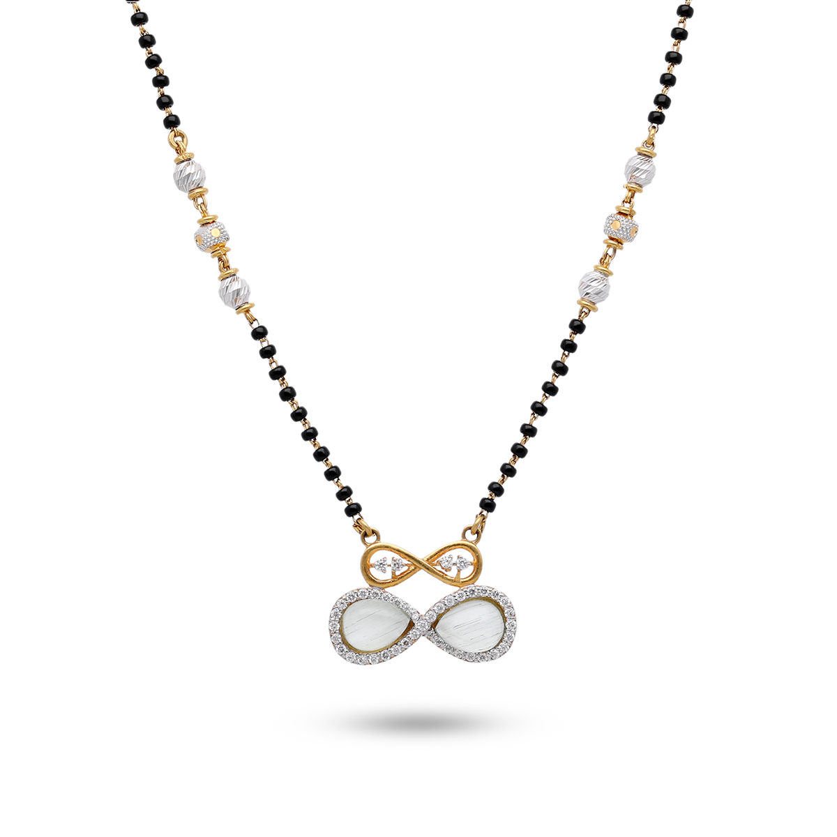Black-Beaded Mangalsutra with Twin-Circle Pendant