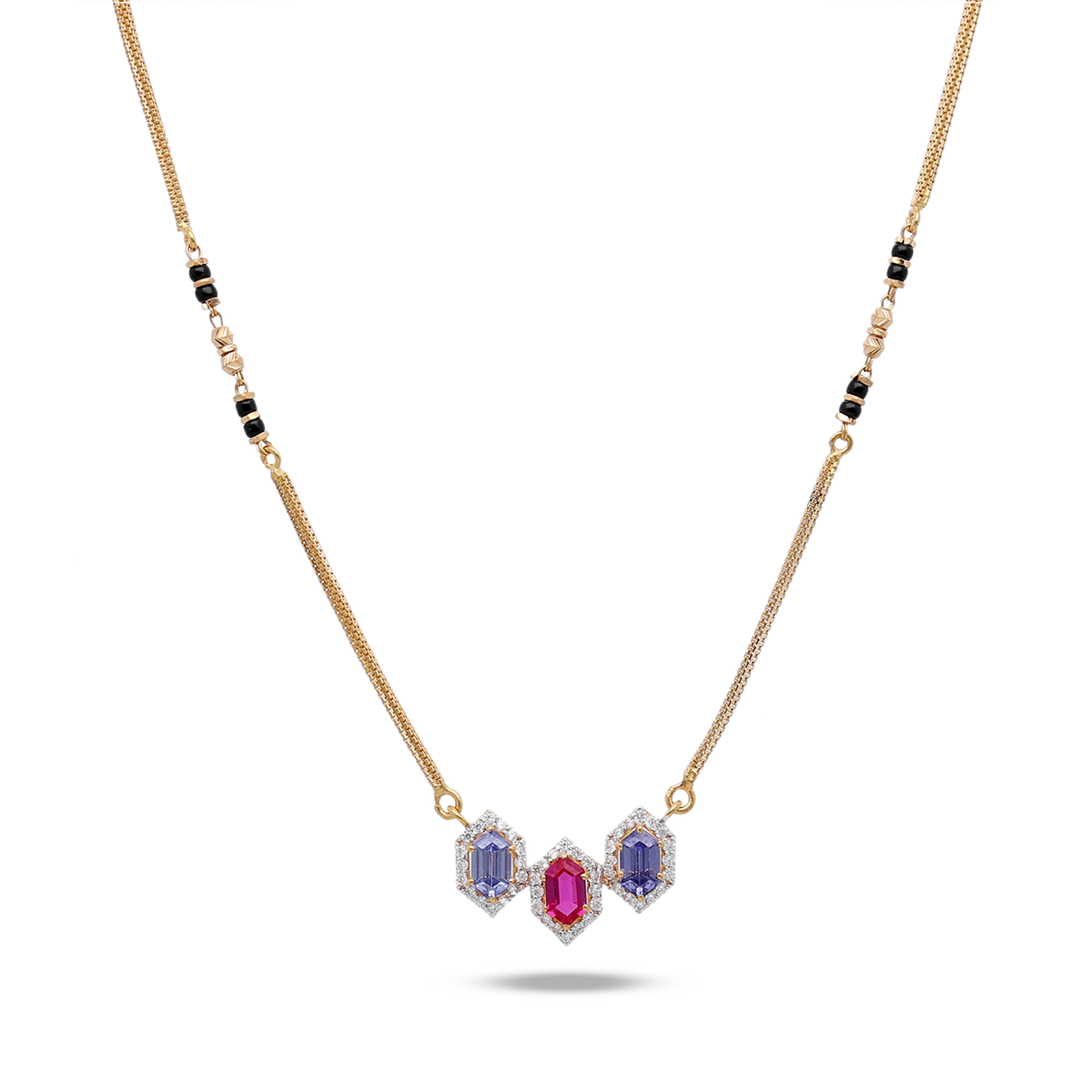 Delicate Gold Mangalsutra with Pastel Drops