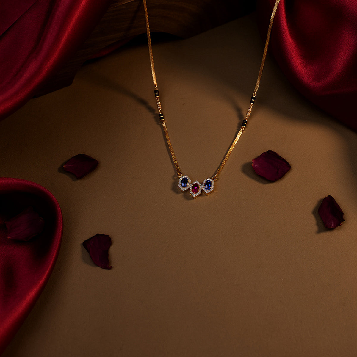 Delicate Gold Mangalsutra with Pastel Drops