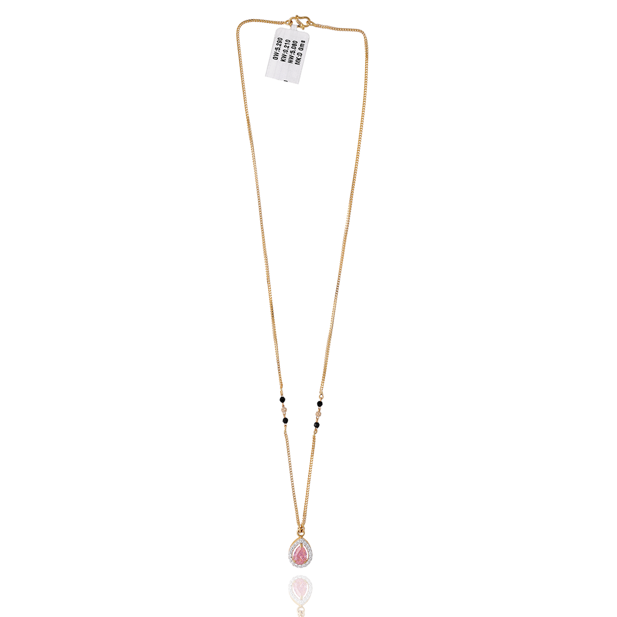 Fine Gold Mangalsutra with Oval Red-Stone Pendant