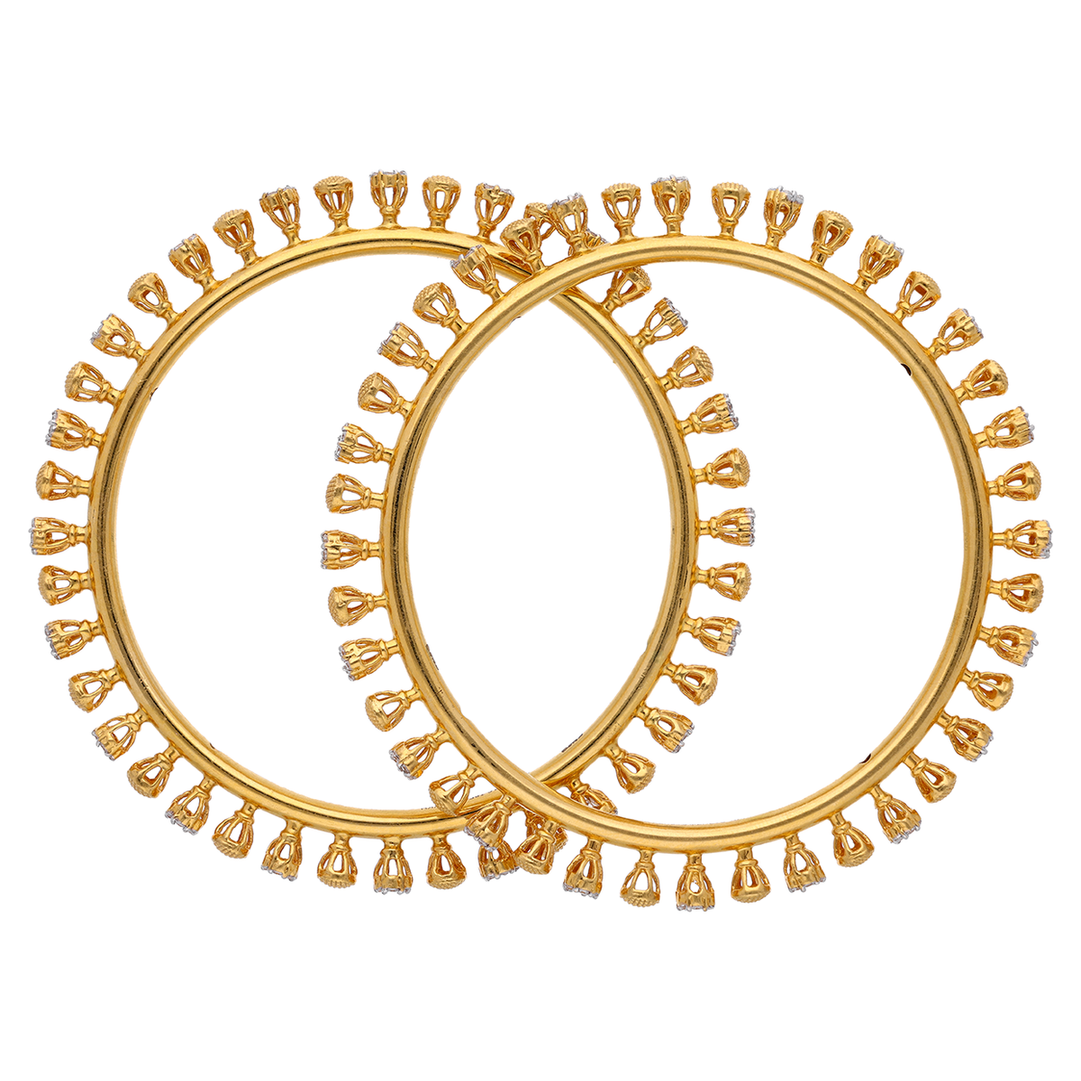 Scalloped Gold Bangles with Cutwork Detailing