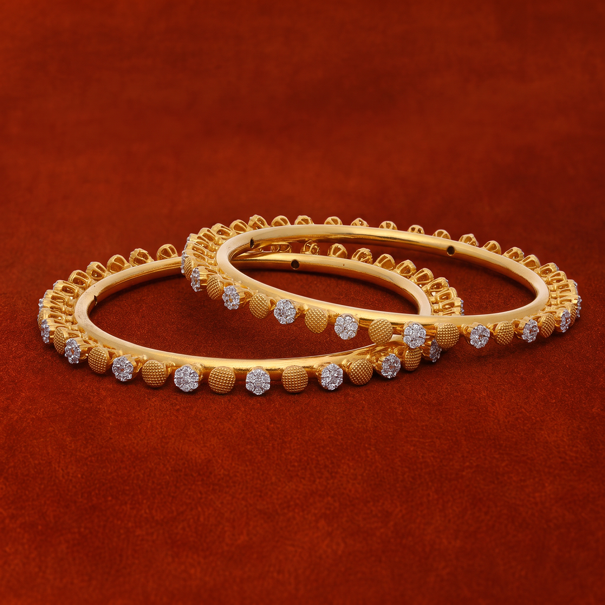 Scalloped Gold Bangles with Cutwork Detailing