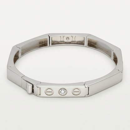 Screw Motif Solitaire Accent Silver-Tone Kada
