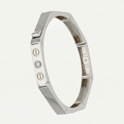 Screw Motif Solitaire Accent Silver-Tone Kada