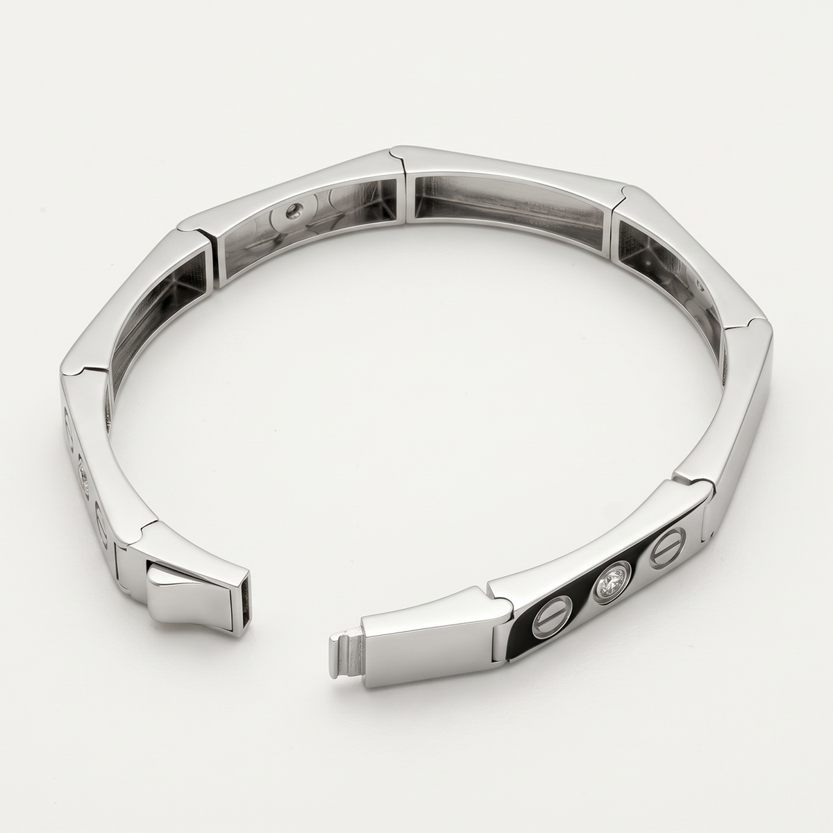 Screw Motif Solitaire Accent Silver-Tone Kada