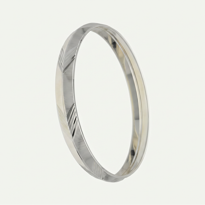 Diagonal Etched Silver-Tone Kada