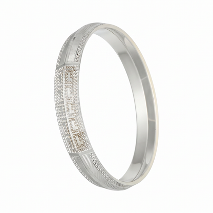 Geometric Sparkle Panel Silver-Tone Kada