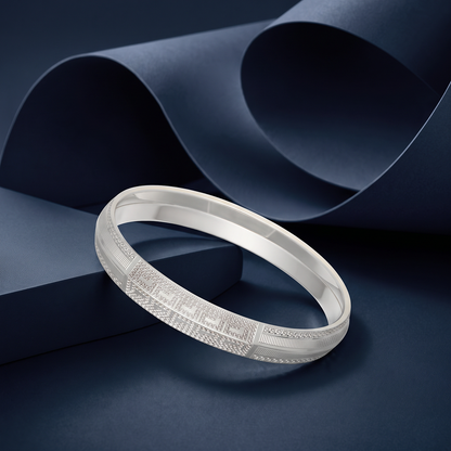 Geometric Sparkle Panel Silver-Tone Kada