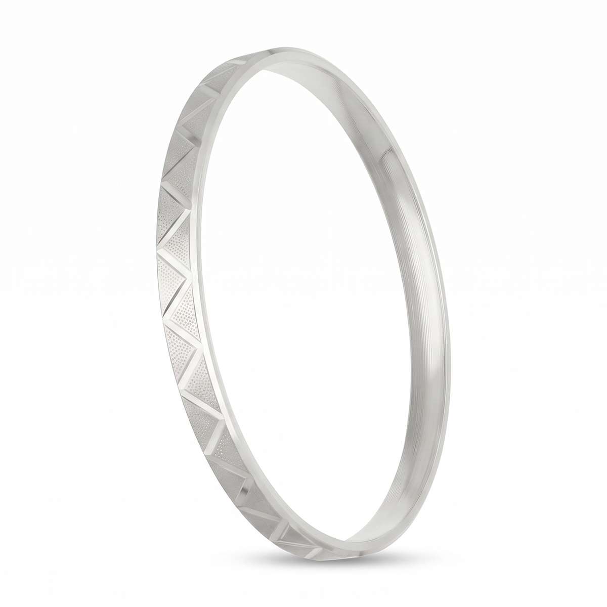 Chevron Texture Slim Silver-Tone Kada