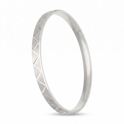 Chevron Texture Slim Silver-Tone Kada
