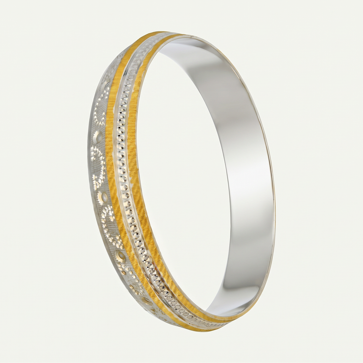 Golden Vine Sparkle Silver-Tone Statement Kada