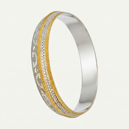 Golden Vine Sparkle Silver-Tone Statement Kada