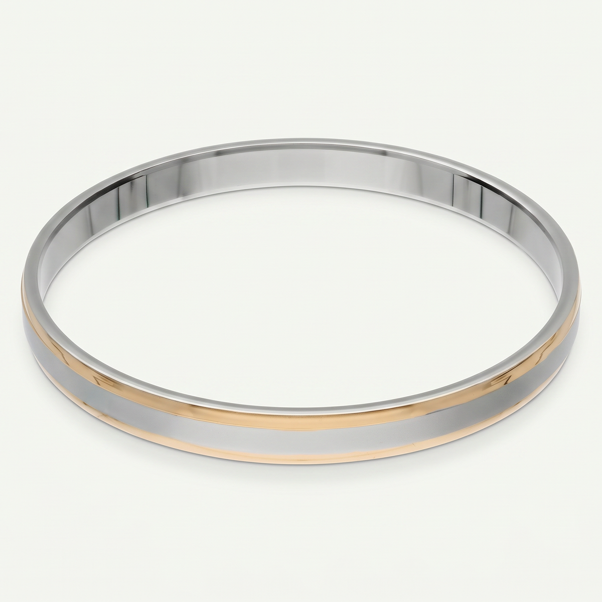 Parallel Gold-Tone Stripe Silver-Tone Kada