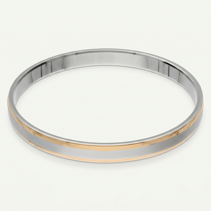 Parallel Gold-Tone Stripe Silver-Tone Kada