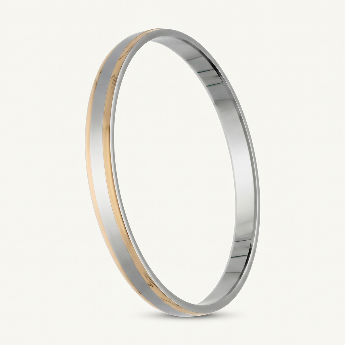 Parallel Gold-Tone Stripe Silver-Tone Kada