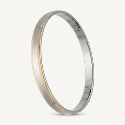 Parallel Gold-Tone Stripe Silver-Tone Kada