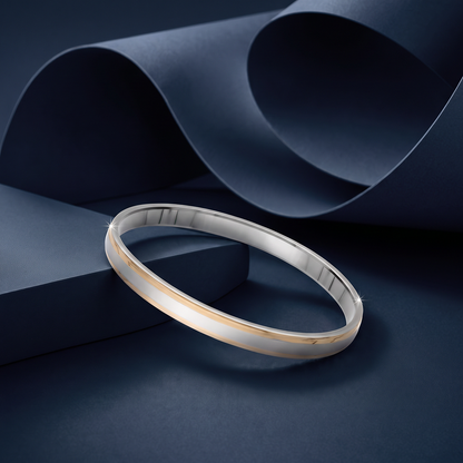Parallel Gold-Tone Stripe Silver-Tone Kada