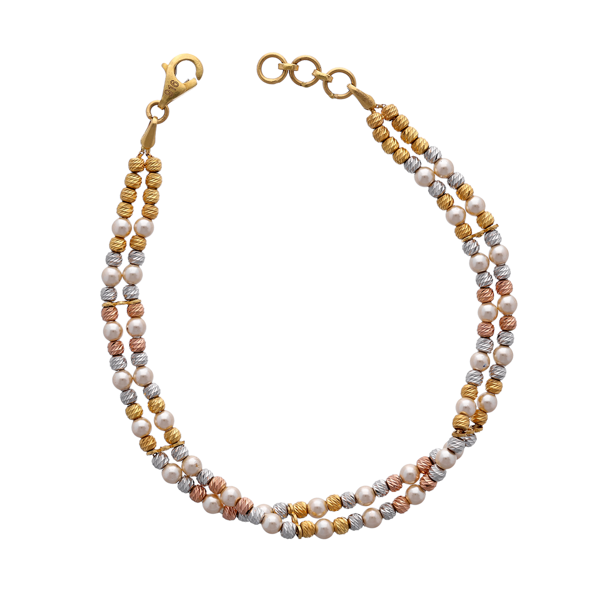 Multi-Row Beaded Gold Bracelet