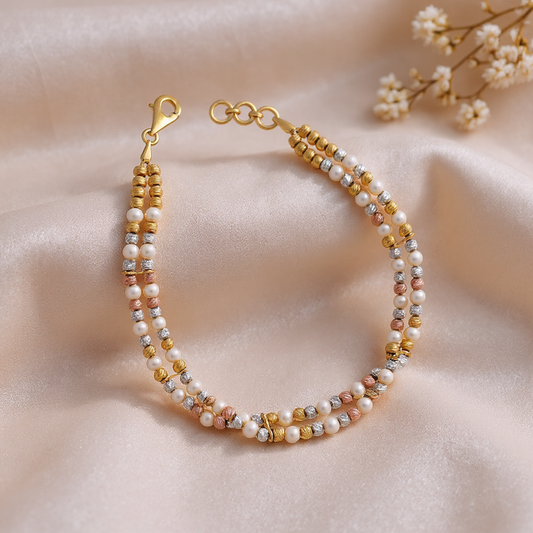 Multi-Row Beaded Gold Bracelet