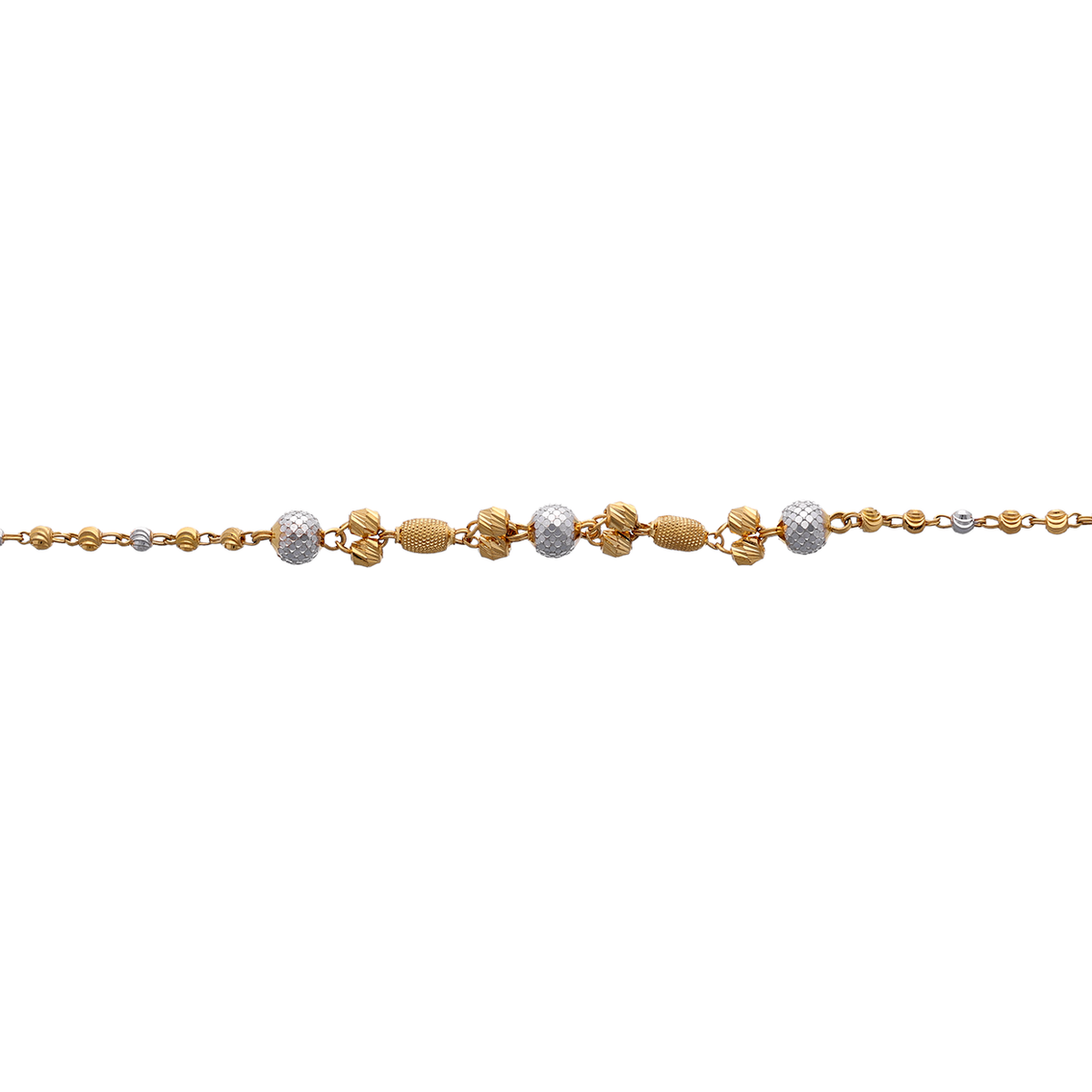 Gold and White Bead Chain Bracelet