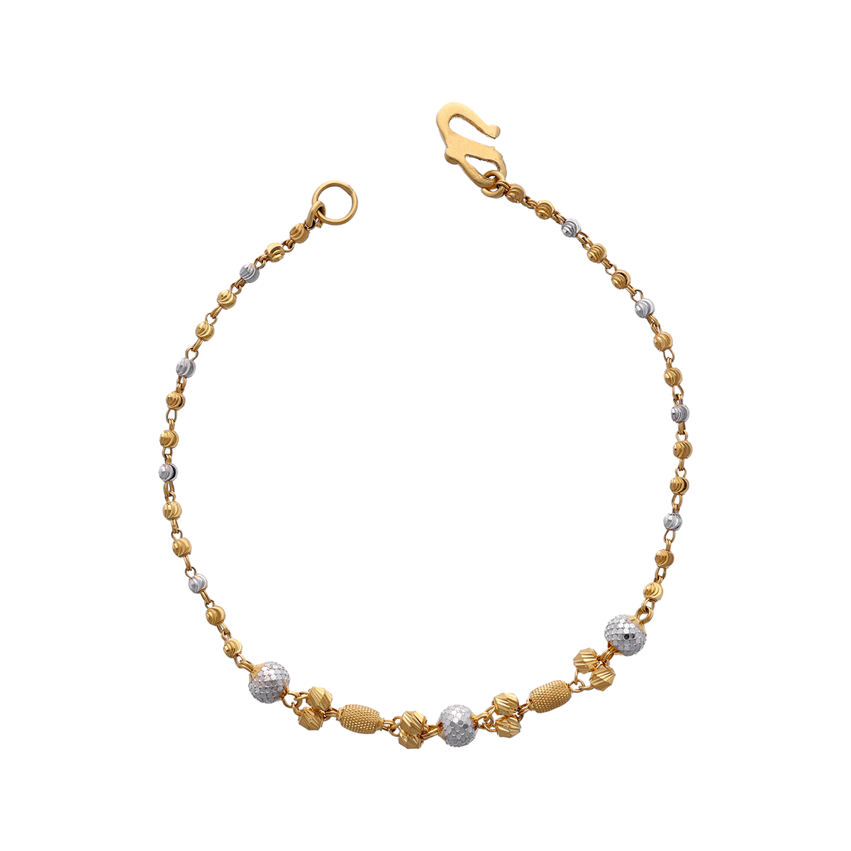 Gold and White Bead Chain Bracelet