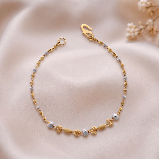 Gold and White Bead Chain Bracelet