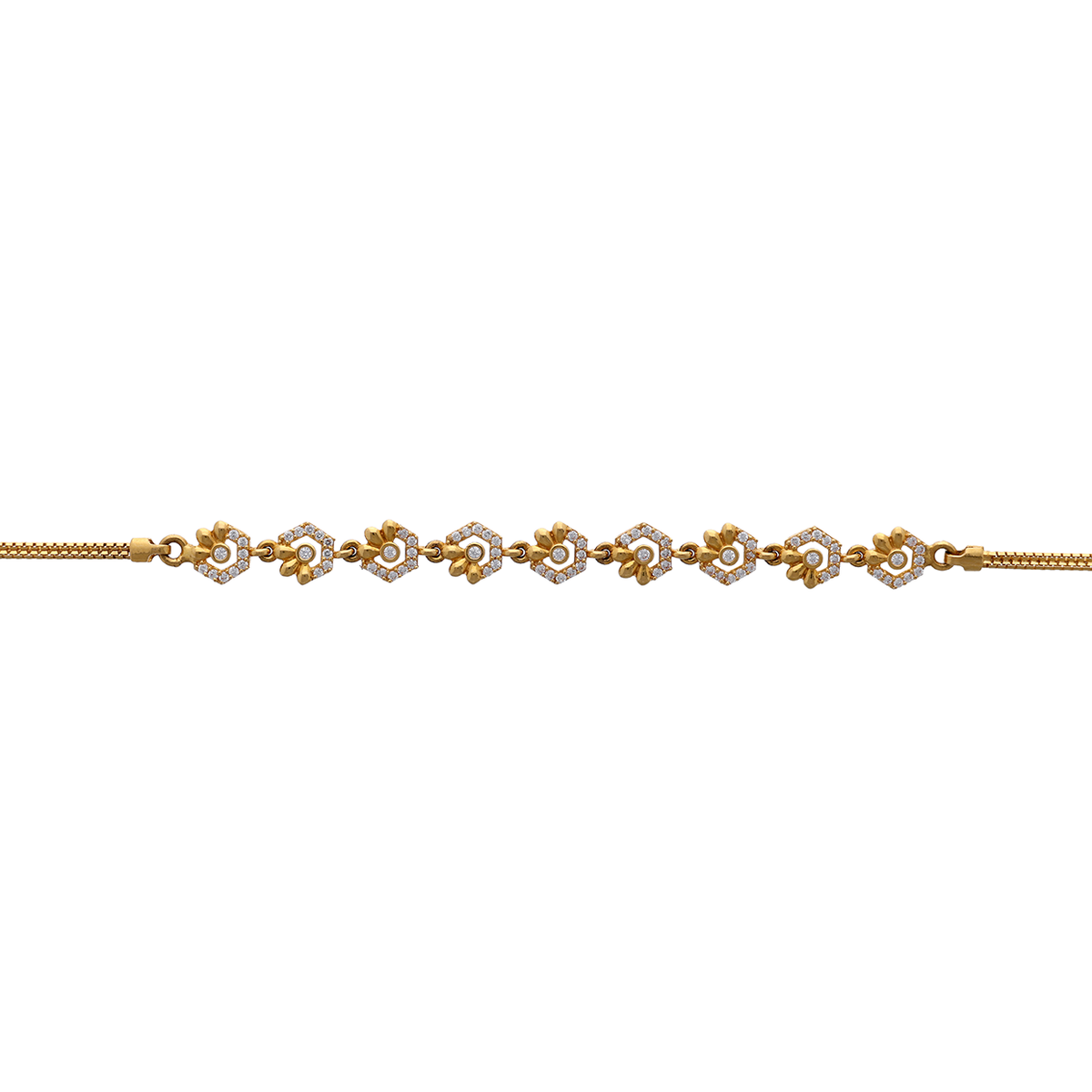 Gold Bracelet with Floral and Leaf Motifs