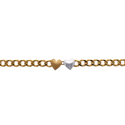 Classic Gold Link Bracelet with Heart Accent