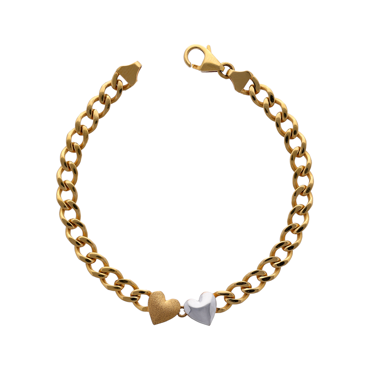 Classic Gold Link Bracelet with Heart Accent