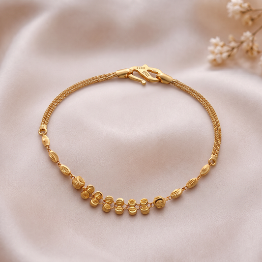 Slim Gold Bracelet with Dangling Disc Motifs