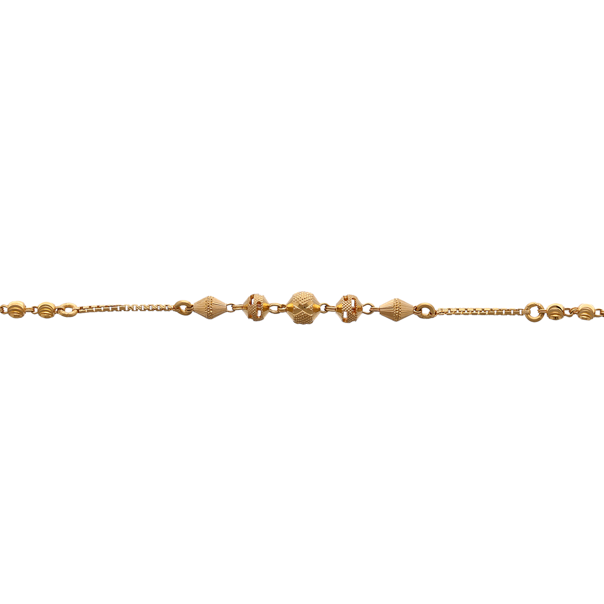Delicate Gold Bead Bracelet with Heart Accent