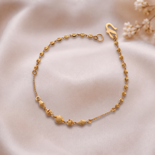 Delicate Gold Bead Bracelet with Heart Accent