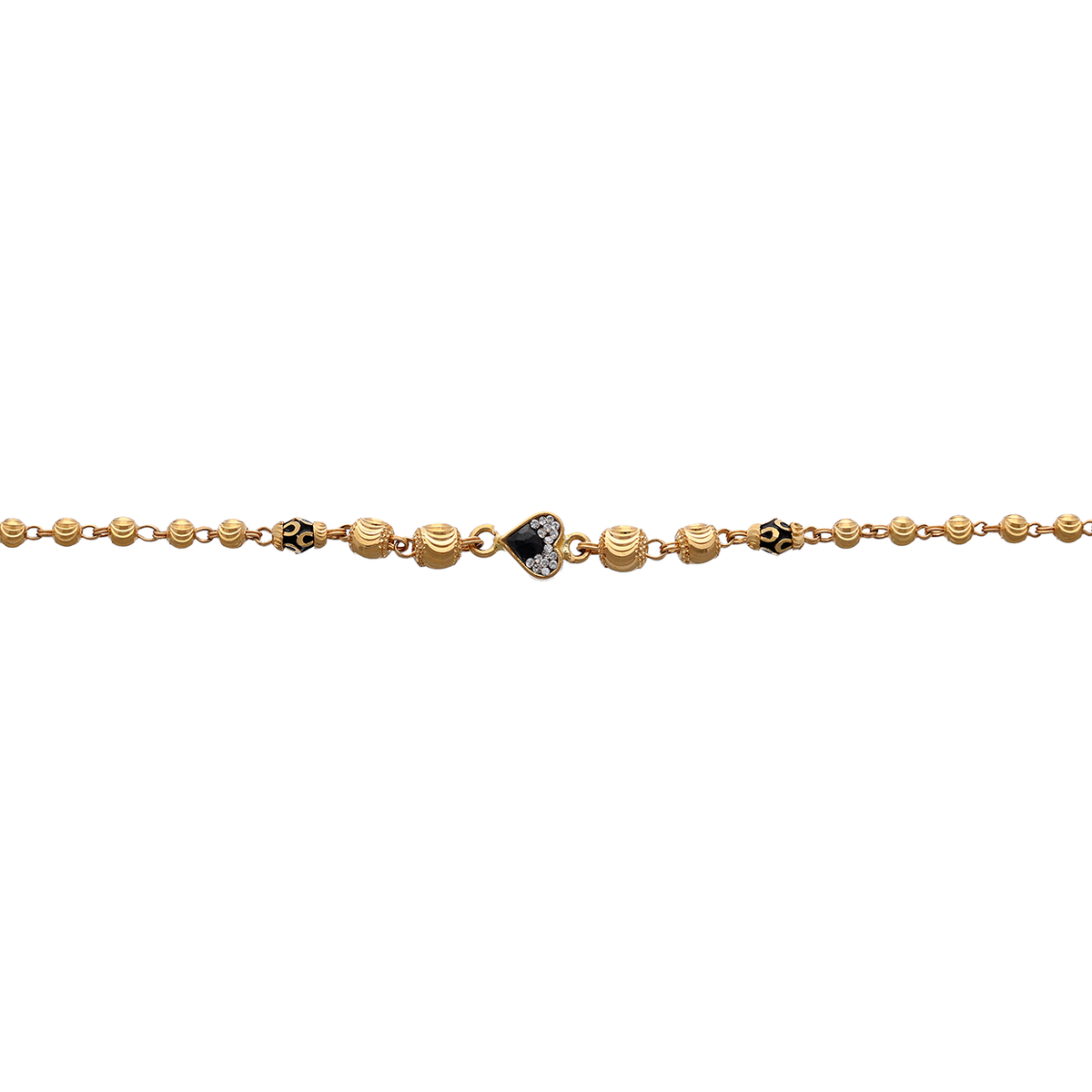 Minimal Gold Bead Bracelet with Heart Accent