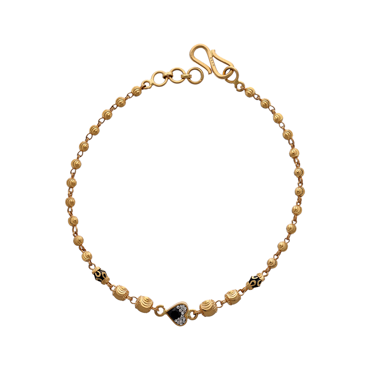 Minimal Gold Bead Bracelet with Heart Accent